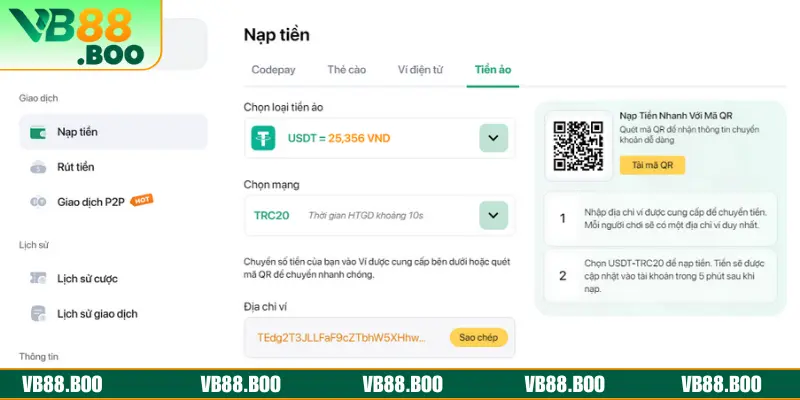Điểm qua các phương thức nạp tiền VB88